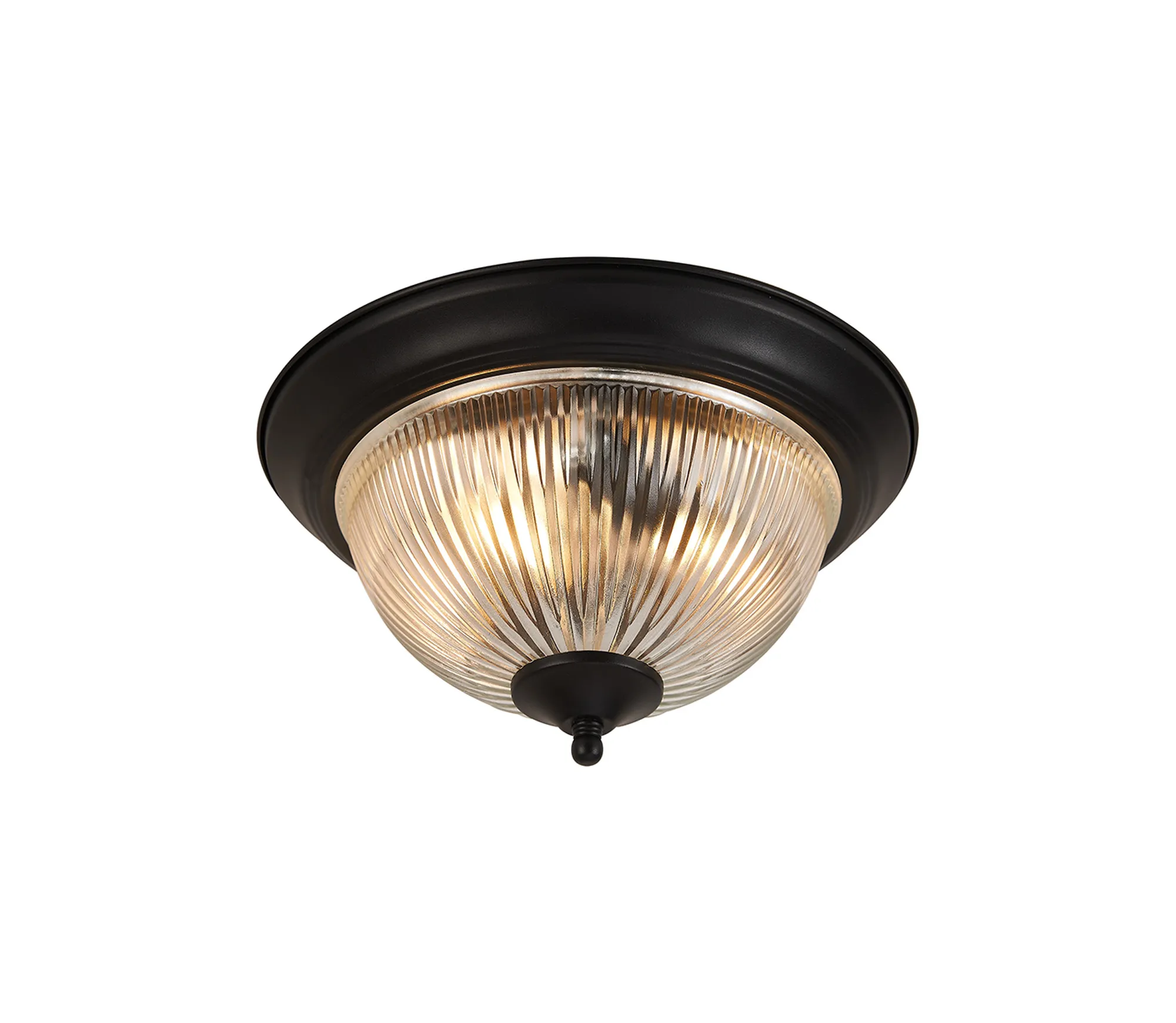 D1002  Macy Glass IP44 Flush Ceiling 2 Light Satin Black